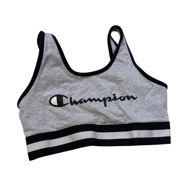 Champion Other - NWOT Champion Heritage Heather Gray Sports Bra Black White Stripe Small